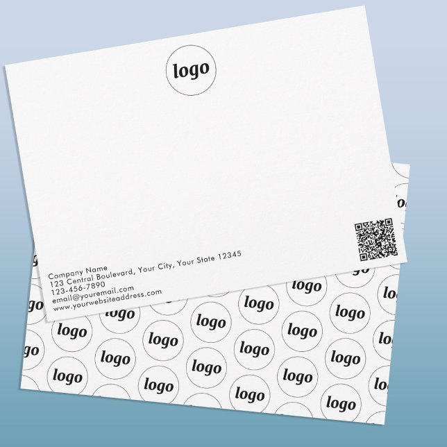Professionell för QR-kod för enkel Logotyp Anteckningskort (Logo QR code custom text promotional business notecard)