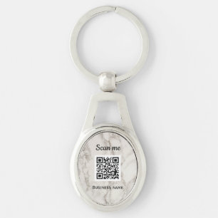 Professionell för QR-kod - Logotyp - Ovalt Silverfärgad Nyckelring
