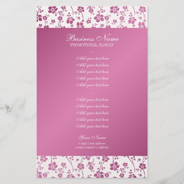 Professionell för Rosa av salon Blommigt Flygblad (Framsidan)