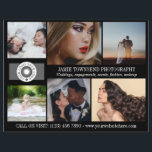 Professionell för svart fotokollage Logotyp-fotosk Reklamblad<br><div class="desc">Svart flygare i marknadsföring för en personlig för professionell med foton, logotyper, kontaktinformation, anpassningsbar och QR-kod. Professionellens fotografflygare som befordrar din personlig med sex foton på sidan tillsammans med din logotyp, ditt företag namn, din tagglinje och din kontaktinformation. På baksidan lägger du till logotyp, QR-kod och social-media, kontaktinformation och mer...</div>