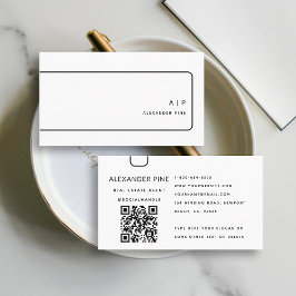 Professionell för svartvit monogram-Elegant för QR Visitkort