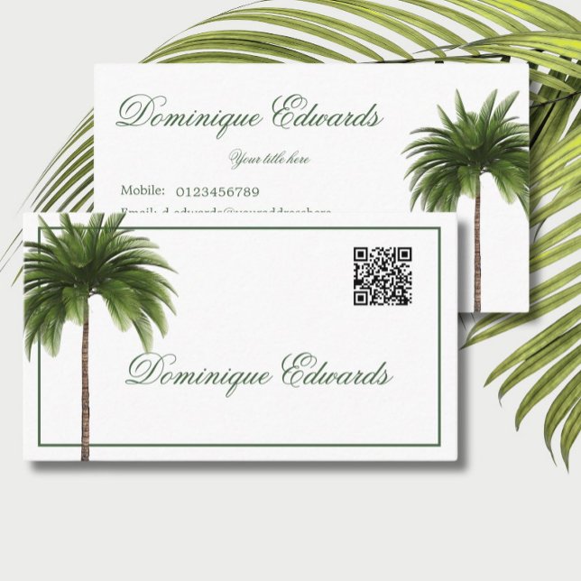 Professionell för Tropical Handflatan Träd QR Code Visitkort (Skapare uppladdad)