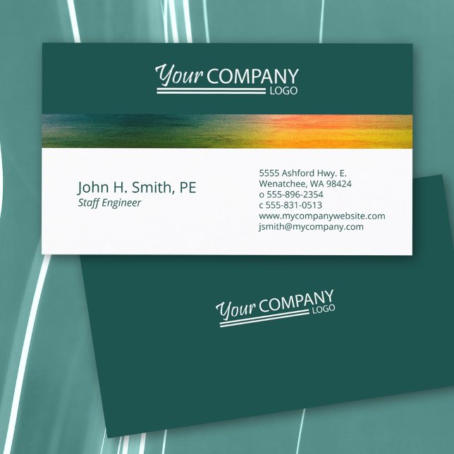 Professionell Forest Grönt, Gult Company Visitkort (minimalist professional forest green and yellow logo business card easy template)