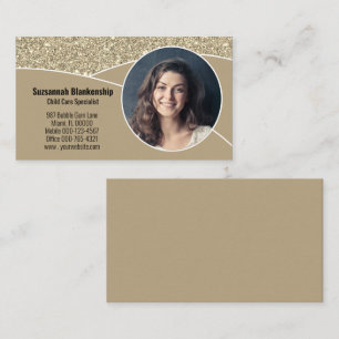 Professionell foto barnflicka Falskt guld glitter Visitkort