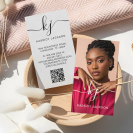 Professionell Foto Elegant Skript Monogram QR-kod Visitkort