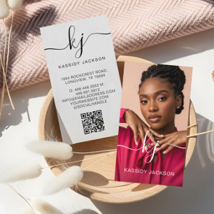 Professionell Foto Elegant Skript Monogram QR-kod Visitkort
