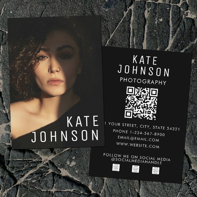 Professionell Foto fet modern, minimal Visitkort (Professional Photo Bold Modern Minimalist Business Card)