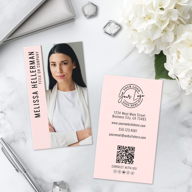 Professionell Foto Logotyp Vertikal Rosa Visitkort (Professional Photo Logo Vertical Pink Business Card )