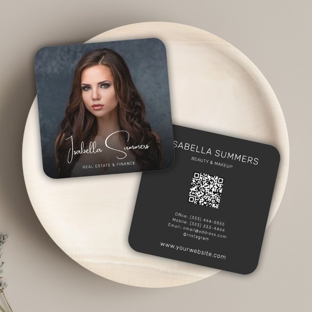 Professionell Foto Modern Minimalist Elegant Fyrkantigt Visitkort (Professional Photo Modern Minimalist Elegant Square Business Card)