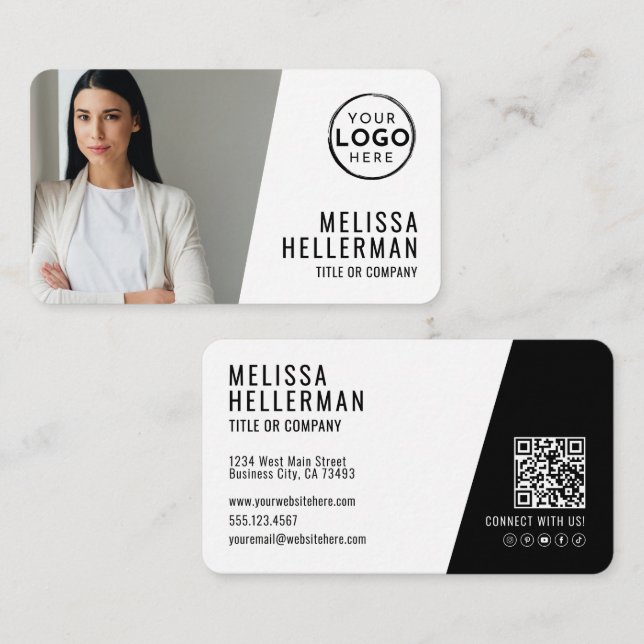 Professionell Foto QR-kod Din Logotyp Visitkort (Fram/baksida)