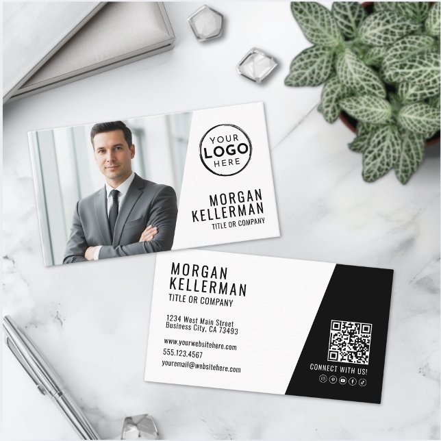 Professionell Foto QR-kod Firma Din Logotyp Visitkort (Professional Photo QR Code Company Your Logo Business Card)