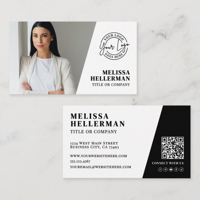 Professionell Foto QR-kod Firma Din Logotyp Visitkort (Fram/baksida)