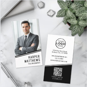 Professionell Foto QR-kod Företag Logotyp Vertikal Visitkort