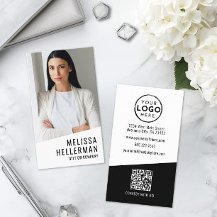 Professionell Foto QR-kod Företag Logotyp Vertikal Visitkort