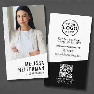 Professionell Foto QR-kod Företag Logotyp Vertikal Visitkort