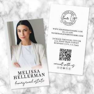 Professionell Foto QR-kod Företag Logotyp Vertikal Visitkort