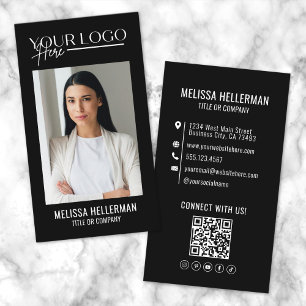 Professionell Foto QR-kod Företag Logotyp Vertikal Visitkort