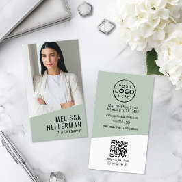 Professionell Foto QR-kod Logotyp Grön Vertikal Visitkort