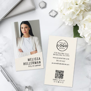 Professionell Foto QR-kod Logotyp Vertikal Visitkort