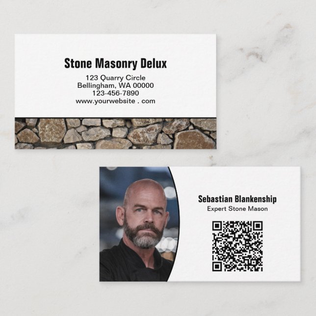 Professionell Foto QR-kod Stenmur Visitkort (Fram/baksida)