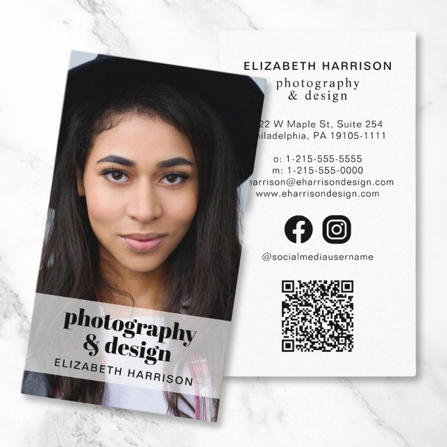 Professionell Foto QR-Social-media med QR-kod Visitkort (Skapare uppladdad)