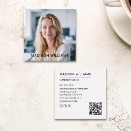 Professionell Foto QR Sociala Medier Vit Fyrkantigt Visitkort