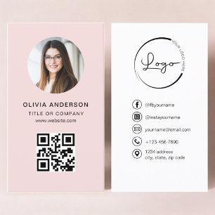 Professionell Foto  Rosa QR-kod Social Media Visitkort