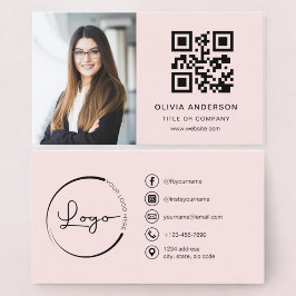 Professionell Foto  Rosa QR-kod Social Media Visitkort