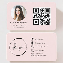 Professionell Foto  Rosa QR-kod Social Media Visitkort