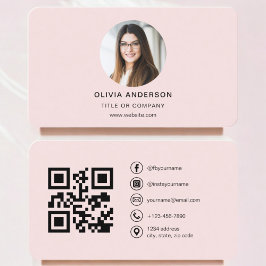 Professionell Foto  Rosa QR-kod Social Media Visitkort