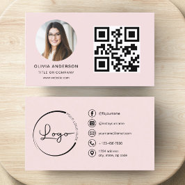 Professionell Foto  Rosa QR-kod Social Media Visitkort