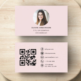 Professionell Foto  Rosa QR-kod Social Media Visitkort