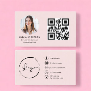 Professionell Foto  Rosa QR-kod Social Media Visitkort