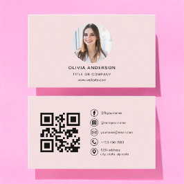 Professionell Foto  Rosa QR-kod Social Media Visitkort