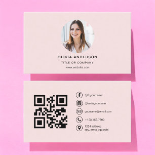 Professionell Foto  Rosa QR-kod Social Media Visitkort