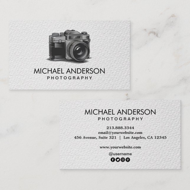Professionell Fotograf kamera logotyp Fotografi  Visitkort (Fram/baksida)