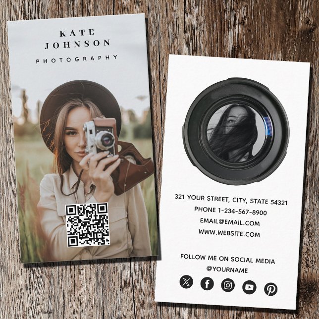 Professionell Fotografi QR-Social-medieikon för QR Visitkort (Professional Photography QR Code Social Media Icon Business Card)