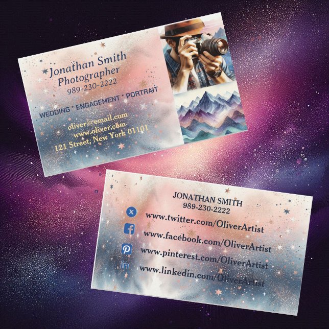 Professionell Fotografikameratscen Pastel Rosa Visitkort (Professional Photographer Camera Scene Pastel Pink Business Card)