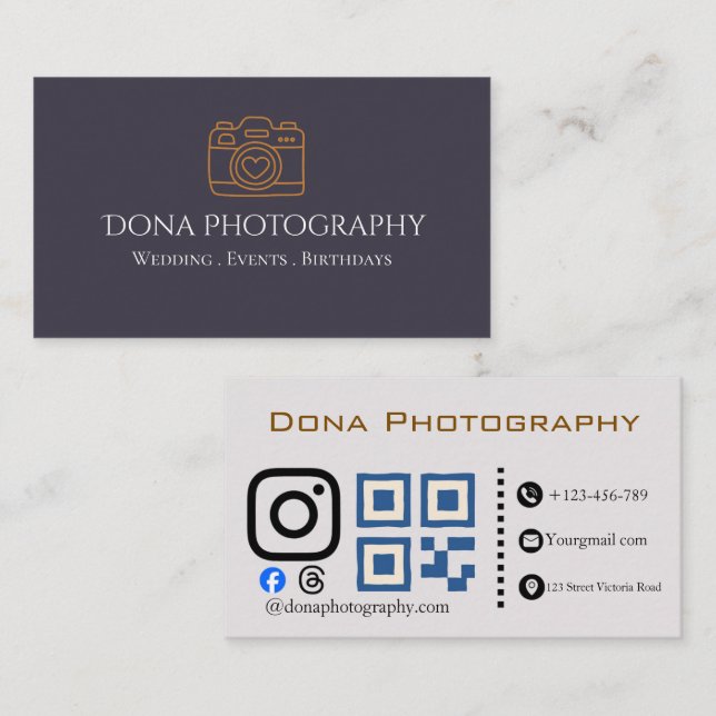 Professionell fotografs visitkort (Fram/baksida)