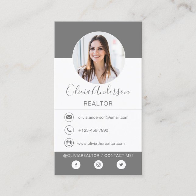 Professionell Fotokol-Grått-Affärskort Visitkort (Framsida)