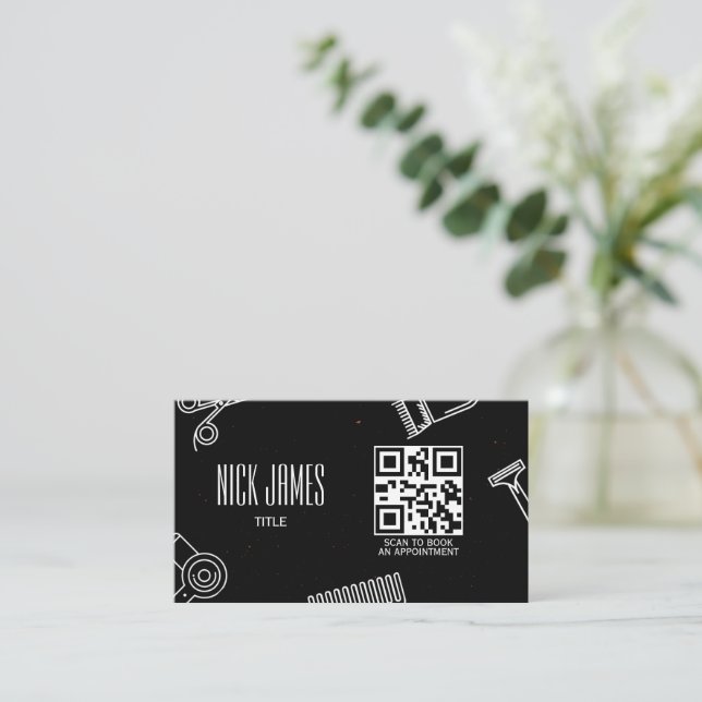 Professionell frisörsalong QR-kod skanning för bok Visitkort (Stående Fram)
