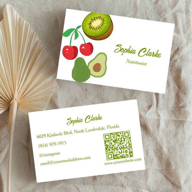 Professionell Fruktar QR-kod Dietician Visitkort (Skapare uppladdad)