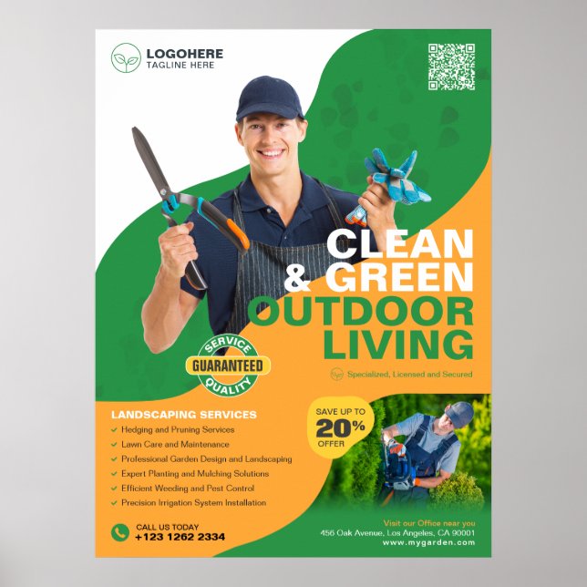 Professionell Garden Services, landskap Poster (Framsidan)