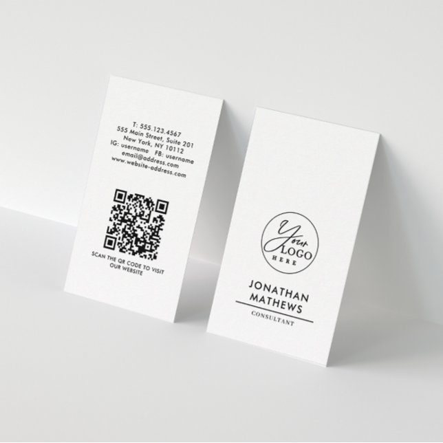 Professionell Generic Plain White Logotyp QR-kod Visitkort (Skapare uppladdad)