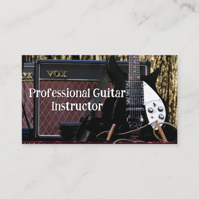 Professionell gitarrinstruktör visitkort (Framsida)