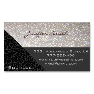 Professionell glamoral elegant leopard glitter visitkortmagnet