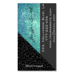 Professionell glamoral elegant leopard glitter visitkortmagnet