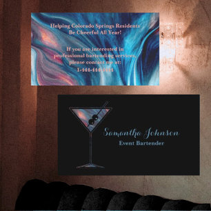 Professionell Glitter Event Bartender-Affärskortet Visitkort
