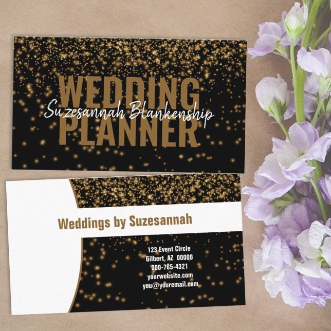 Professionell Glowing Guld Glitter Black Anpassnin Visitkort (Skapare uppladdad)