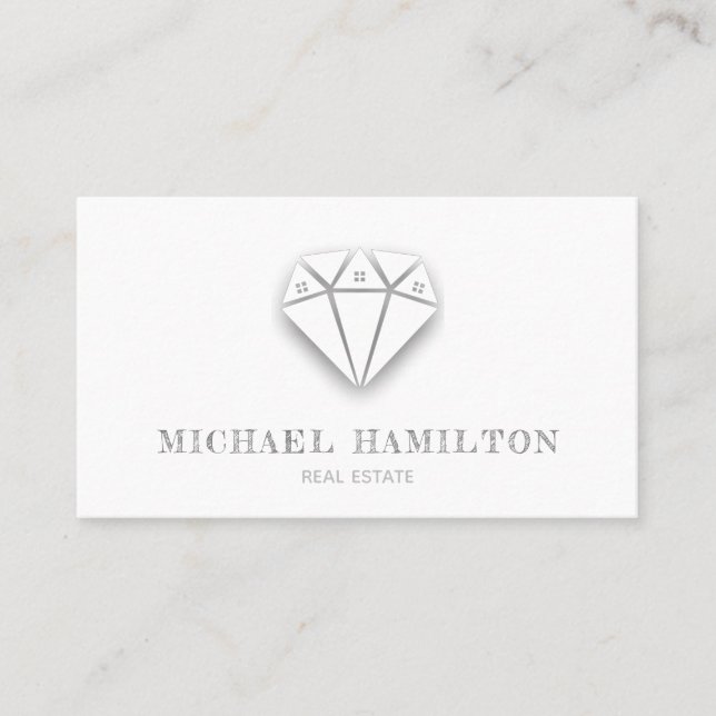 Professionell, gods, modern diamantbostad logotyp visitkort (Framsida)